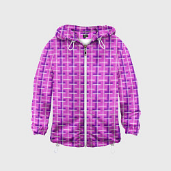 Ветровка с капюшоном детская Фиолетовые полосы, цвет: 3D-белый