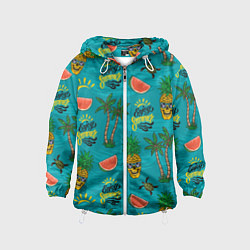 Ветровка с капюшоном детская Enjoy summer pattern - pineapple, цвет: 3D-белый