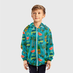 Ветровка с капюшоном детская Enjoy summer pattern - pineapple, цвет: 3D-белый — фото 2