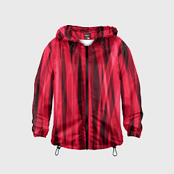 Ветровка с капюшоном детская Красно-розовые абстрактные полосы, цвет: 3D-черный