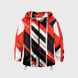 Ветровка с капюшоном детская Black and red stripes on a white background, цвет: 3D-черный