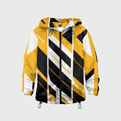 Ветровка с капюшоном детская Black and yellow stripes on a white background, цвет: 3D-черный
