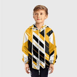 Ветровка с капюшоном детская Black and yellow stripes on a white background, цвет: 3D-белый — фото 2
