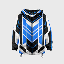 Ветровка с капюшоном детская Blue and black stripes on a white background, цвет: 3D-черный