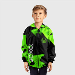 Ветровка с капюшоном детская Xbox one green flame, цвет: 3D-черный — фото 2