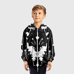 Ветровка с капюшоном детская Тест Роршаха - психоделика, цвет: 3D-белый — фото 2