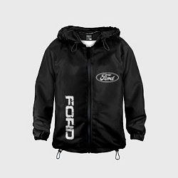 Ветровка с капюшоном детская Ford logo white steel, цвет: 3D-черный