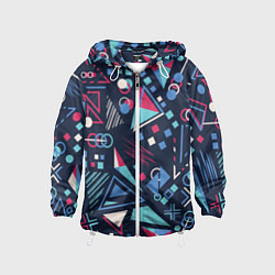 Ветровка с капюшоном детская Яркий абстрактный узор для спорта, цвет: 3D-белый