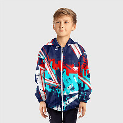 Ветровка с капюшоном детская Яркий абстрактный узор для спорта, цвет: 3D-белый — фото 2
