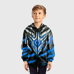Ветровка с капюшоном детская Абстрактная синяя руна, цвет: 3D-черный — фото 2