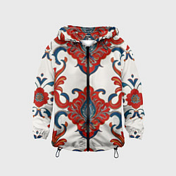 Детская ветровка Узор красно-синий на белом фоне