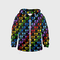 Ветровка с капюшоном детская Marshmello pattern neon, цвет: 3D-белый