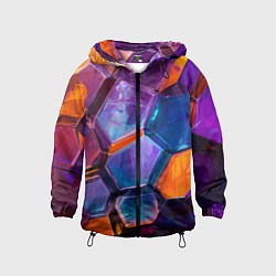 Ветровка с капюшоном детская Неоновые минералы, цвет: 3D-черный