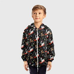 Ветровка с капюшоном детская Рик и Морти сани с оленем - Christmas, цвет: 3D-белый — фото 2