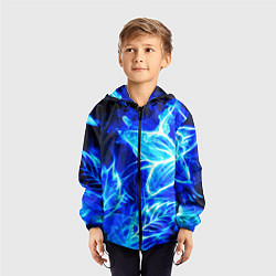 Ветровка с капюшоном детская Огненный синий цветок, цвет: 3D-черный — фото 2