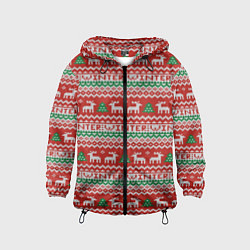 Ветровка с капюшоном детская Deer christmas pattern, цвет: 3D-черный