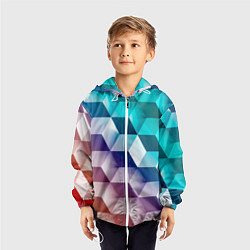 Ветровка с капюшоном детская Объёмные разноцветные градиентные кубы, цвет: 3D-белый — фото 2