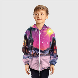 Ветровка с капюшоном детская Закат рождества, цвет: 3D-белый — фото 2