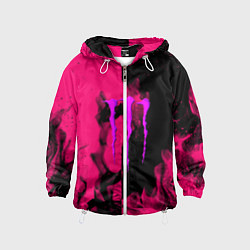 Ветровка с капюшоном детская Monster energy fire pink, цвет: 3D-белый