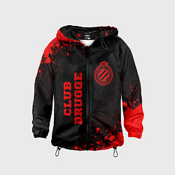 Ветровка с капюшоном детская Club Brugge - red gradient вертикально, цвет: 3D-черный