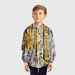 Ветровка с капюшоном детская Cyberpunk pattern yellow, цвет: 3D-белый — фото 2