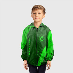 Ветровка с капюшоном детская Galatasaray - green gradient вертикально, цвет: 3D-черный — фото 2