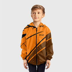 Ветровка с капюшоном детская Sport оранжевый с чёрным точечный, цвет: 3D-черный — фото 2