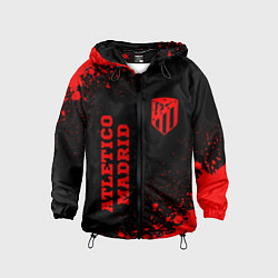 Ветровка с капюшоном детская Atletico Madrid - red gradient вертикально, цвет: 3D-черный