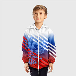 Ветровка с капюшоном детская Герб России на фоне цветов флага и полосы, цвет: 3D-белый — фото 2