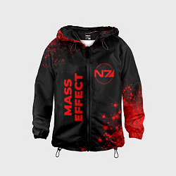 Ветровка с капюшоном детская Mass Effect - red gradient вертикально, цвет: 3D-черный