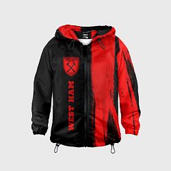 Ветровка с капюшоном детская West Ham - red gradient по-вертикали, цвет: 3D-черный