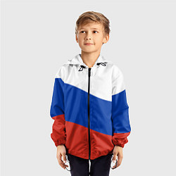 Ветровка с капюшоном детская Флаг России волной, цвет: 3D-черный — фото 2