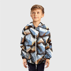 Ветровка с капюшоном детская Каменно металлическая абстракция, цвет: 3D-белый — фото 2
