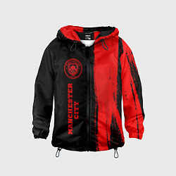 Ветровка с капюшоном детская Manchester City - red gradient по-вертикали, цвет: 3D-черный