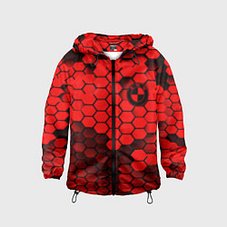 Ветровка с капюшоном детская BMW карбоновая абстракция, цвет: 3D-черный