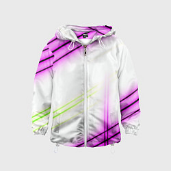 Ветровка с капюшоном детская Green white pink line, цвет: 3D-белый