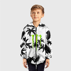 Ветровка с капюшоном детская Monster energy пальмы, цвет: 3D-черный — фото 2