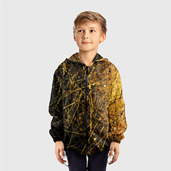 Ветровка с капюшоном детская Золотые царапины текстура, цвет: 3D-черный — фото 2
