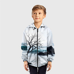 Ветровка с капюшоном детская Дерево в море, цвет: 3D-черный — фото 2