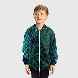Ветровка с капюшоном детская Бирюзовая змеиная кожа, цвет: 3D-белый — фото 2