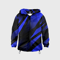 Ветровка с капюшоном детская Чёрный с синий абстрактные полосы, цвет: 3D-черный