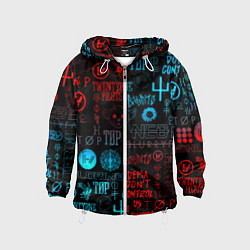 Ветровка с капюшоном детская Twenty one pilots rock pattern, цвет: 3D-белый