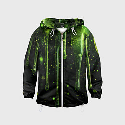 Ветровка с капюшоном детская Зеленая объемная слизь, цвет: 3D-белый