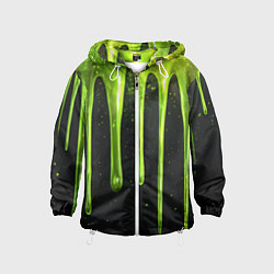 Ветровка с капюшоном детская Слизь зеленая текстура, цвет: 3D-белый