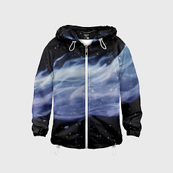 Ветровка с капюшоном детская Синяя волна в космосе - текстура, цвет: 3D-белый