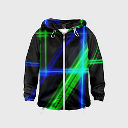 Ветровка с капюшоном детская Color blue black green, цвет: 3D-белый