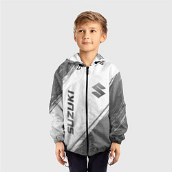 Ветровка с капюшоном детская Suzuki - white gradient вертикально, цвет: 3D-черный — фото 2