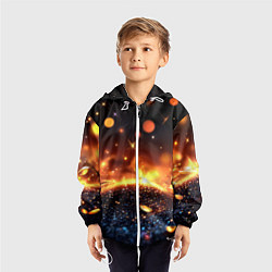 Ветровка с капюшоном детская Оранжевое боке на черном, цвет: 3D-белый — фото 2