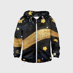 Ветровка с капюшоном детская Золотые волны текстура, цвет: 3D-белый