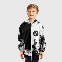 Ветровка с капюшоном детская BMW black fire, цвет: 3D-белый — фото 2